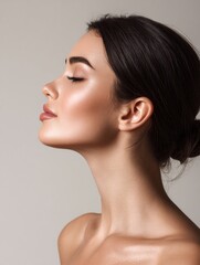 Confident Woman Showcases Serene Beauty After Cosmetic Procedure in a Tranquil Spa Environment