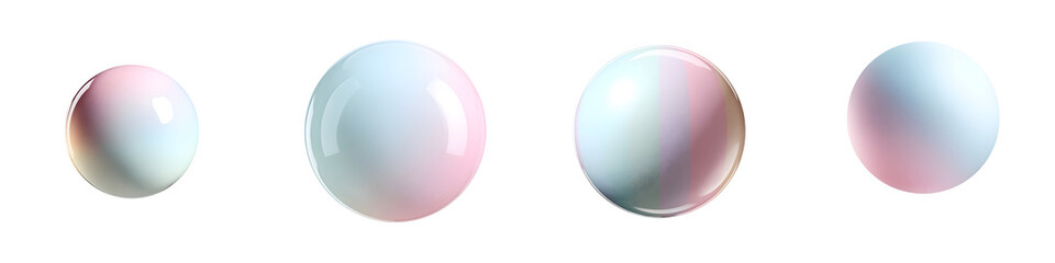 Pastel Gradient Spheres: Abstract 3D Renderings on White Background