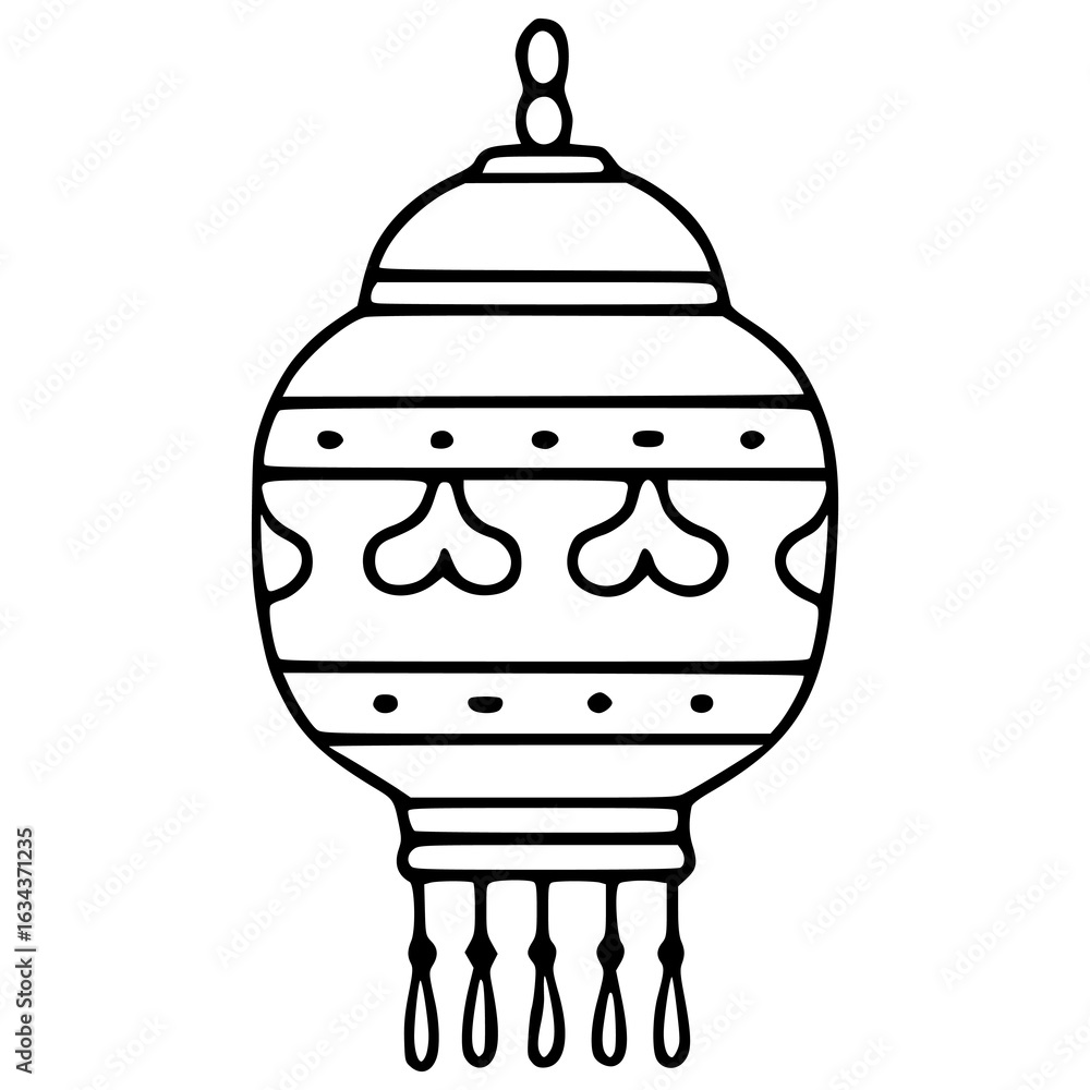 Poster elegant vector illustration of a decorative hanging lantern with a unique heartshaped pattern and ta