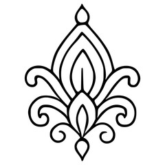 Elegant black vector floral ornament with symmetrical teardrop and swirl elements, perfect for invitations, logos, or decorative design projects.