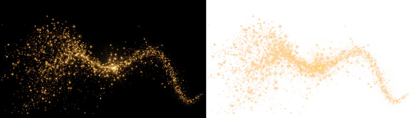 Glow, star, swirl, christmas, pattern — gold glitter PNG with transparent background. This sparkling PNG Overlay adds festive luxury and magic to seasonal or celebration designs © slavo484