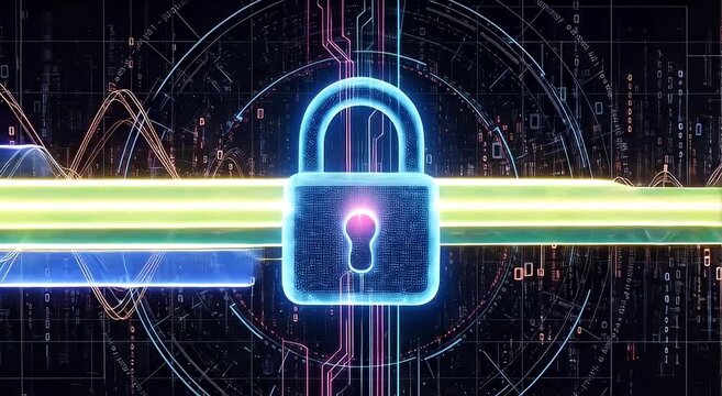 Digital lock security abstract graphic