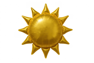 Shiny Golden Sun Balloon with Transparent Background