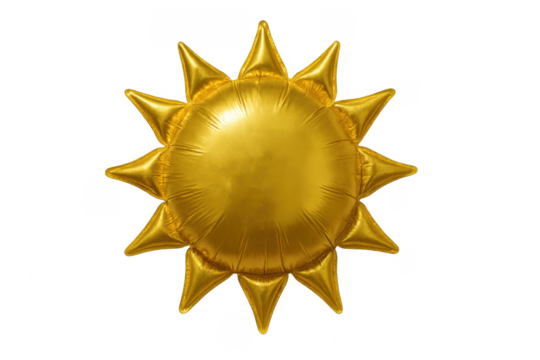 Shiny Golden Sun Balloon with Transparent Background