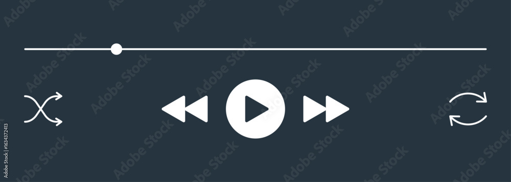Poster mini player interface icon. audio video play signs. media screen template. music bar design symbols.