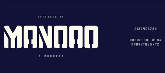 Manoao Minimal modern urban fonts for logo, brand etc. Typography typeface uppercase lowercase and number. vector illustration