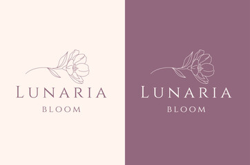 Rose Flower Vector Logo Elegant Minimalist Line Art Design for Cosmetics and Flower Shop Branding