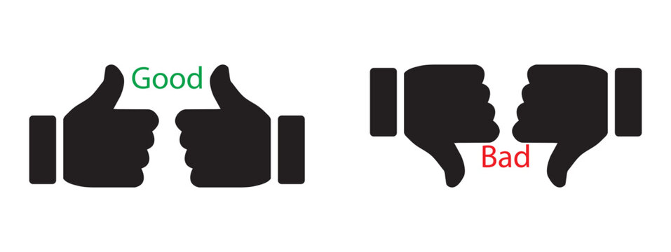 Thump Up and Thump Down Hands - vector illustration. Check Mark Icon Set. Thumb Up and Thumb Down. Up and Down