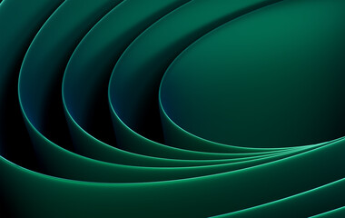 Dark Green Abstract Curved Lines Wallpaper