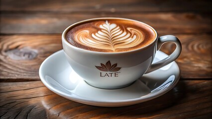 Fototapeta premium A delicious latte with intricate foam art in a white cup on a saucer