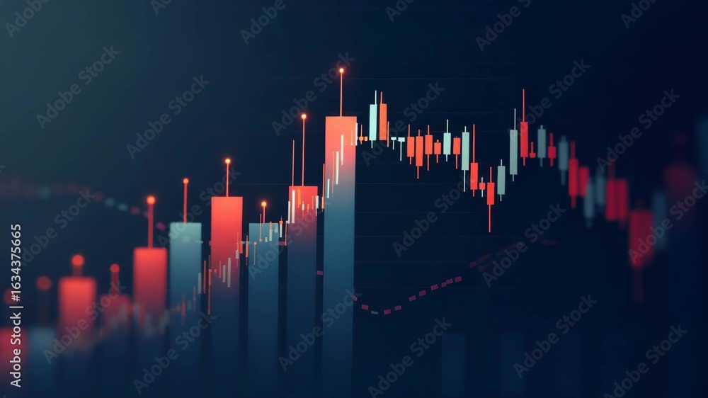Poster candle stick graph chart: visualizing stock market investment trends with bullish indicators - vecto