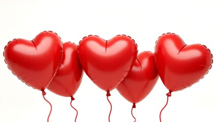 Red Heart Shaped Party Balloons Isolated on Transparent Background for Christmas and Birthday Celebrations - Festive Decor with Empty Space for Custom Text - Powered by Adobe