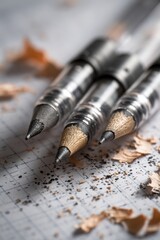 Art and creativity concept with pencils on graph paper for design and study