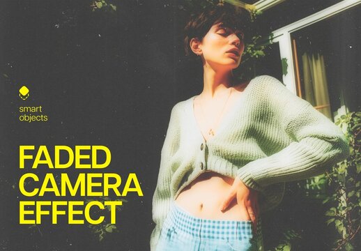 Faded Camera Photo Effect Mockup