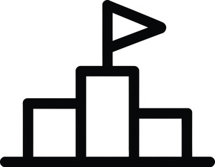 Obraz premium Simple outline icon of a victory podium with a flag on top