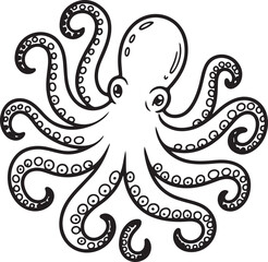 Top-View Octopus Sketch &mdash; Symmetrical Tentacle Spread in Hand-Drawn Style