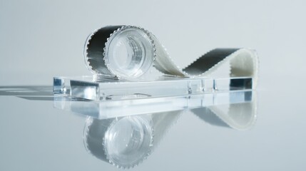 Transparent tape dispenser with reflective surface lighting for office supplies design