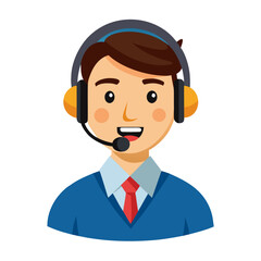 A friendly customer service agent with a headset isolated on white background