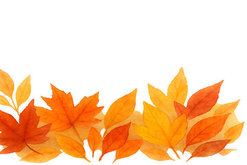 Fototapeta premium Autumn leaves border isolated on transparent background