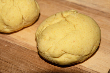 Close up of roti bread dough waiting to be cooked raw ball