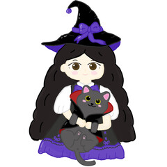 halloween witch with a cat