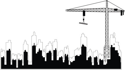 Obraz premium Building under construction site vector Illustration