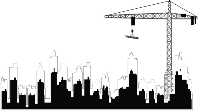 Building under construction site vector Illustration