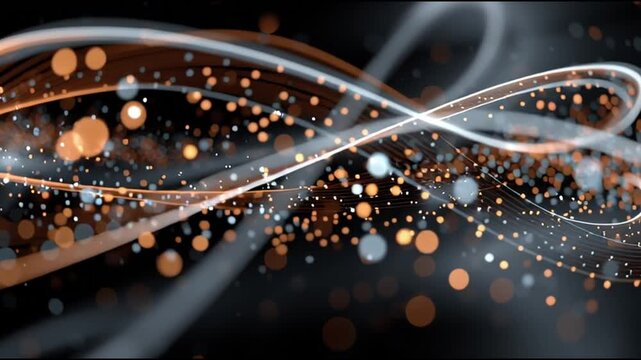 Quantum entanglement particles physics. Superposition research. Measurement science. Abstract visualization of particle interactions in a quantum field.