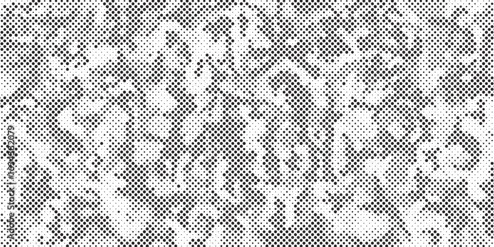Poster abstract halftone seamless camouflage pattern. repeating digital dotted hexagonal camo military text