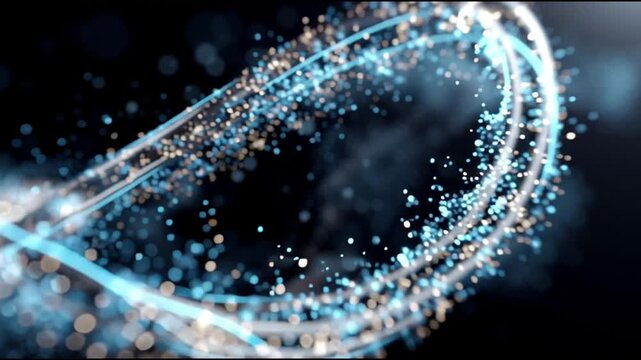 Quantum entanglement particles physics. Superposition research. Measurement science. Abstract representation of quantum particles interacting.