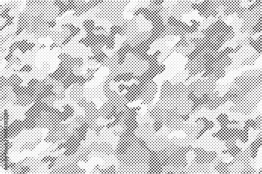 Poster abstract halftone seamless camouflage pattern. repeating digital dotted hexagonal camo military text
