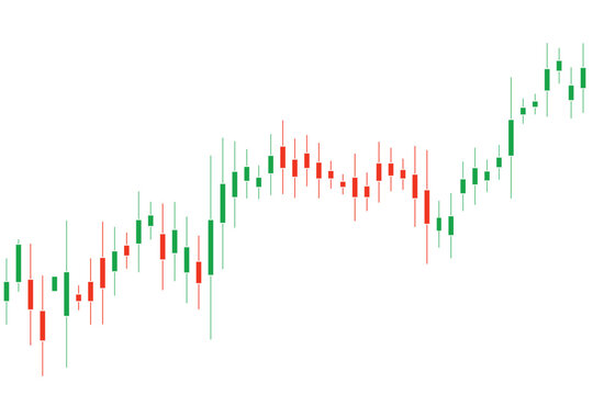 Trading chart uptrend with candlesticks on white background vector Illustration