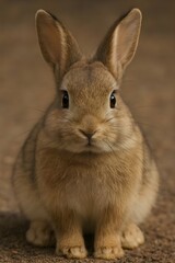 Fototapeta premium white rabbit on the ground