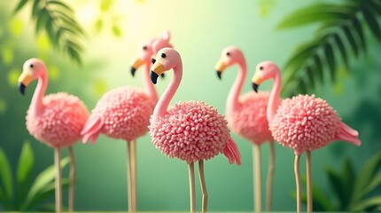 Obraz premium pink flamingo tropical treats summer fun