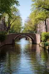 Fototapeta premium tranquil scene of amsterdam iconic bridges enveloped in peaceful atmosphere