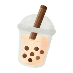 Cute hand-drawn bubble milk tea illustration