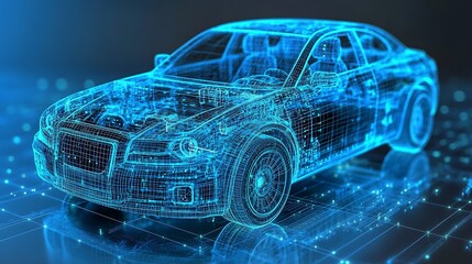 Digital representation of a car's internal structure.