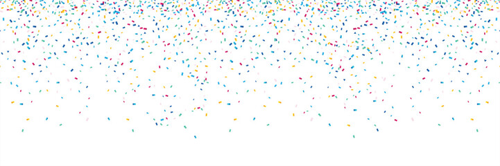 Colorful confetti isolated on white background border frame repeat pattern. Great for a birthday party or an event celebration invitation or decor. Surface pattern design
