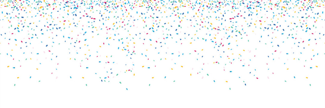 Colorful confetti isolated on white background border frame repeat pattern. Great for a birthday party or an event celebration invitation or decor. Surface pattern design - Powered by Adobe