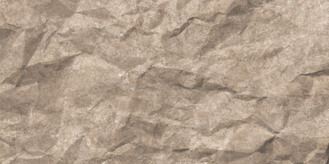 Obraz premium Crumpled brown kraft paper texture, vintage wrinkled parchment background, rustic recycled paper surface with creases and shadows