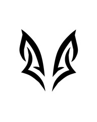 Obraz premium Tribal-style fox or wolf head logo in black silhouette. Perfect for tattoos, gaming logos, team emblems, or branding with a bold and fierce identity.
