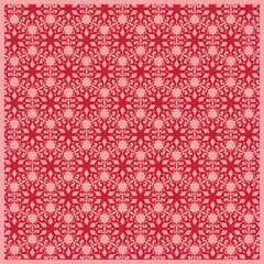 Romantic Ornamental Seamless Pattern in Red and Pink