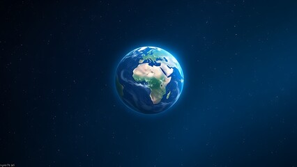 Fototapeta premium Earth floating in a starry cosmos with a glowing blue atmosphere, surrounded by ethereal nebula lighting.