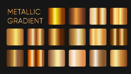Gold metallic square gradient swatches for luxury design