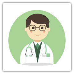 Cartoon Male Doctor Character in Flat Style