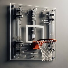 Clear Acrylic Backboard Basketball Hoop Mounted on Wall.