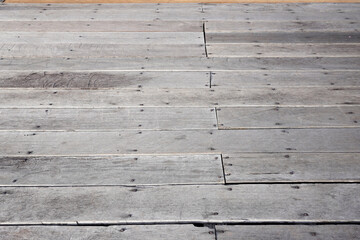 Weathered wooden planks with visible grain and nail heads create textured background