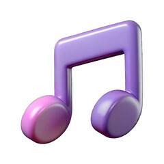 Elegant purple musical note icon rendered in 3D, radiating a playful vibe, presented on transparent background