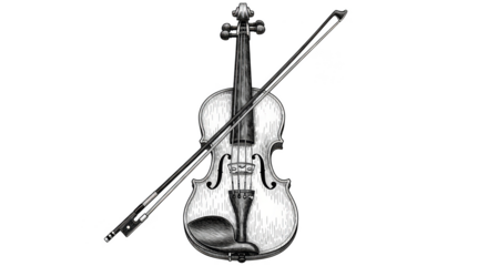 Striking monochrome violin art with bow