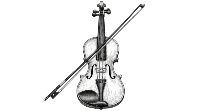 Striking monochrome violin art with bow